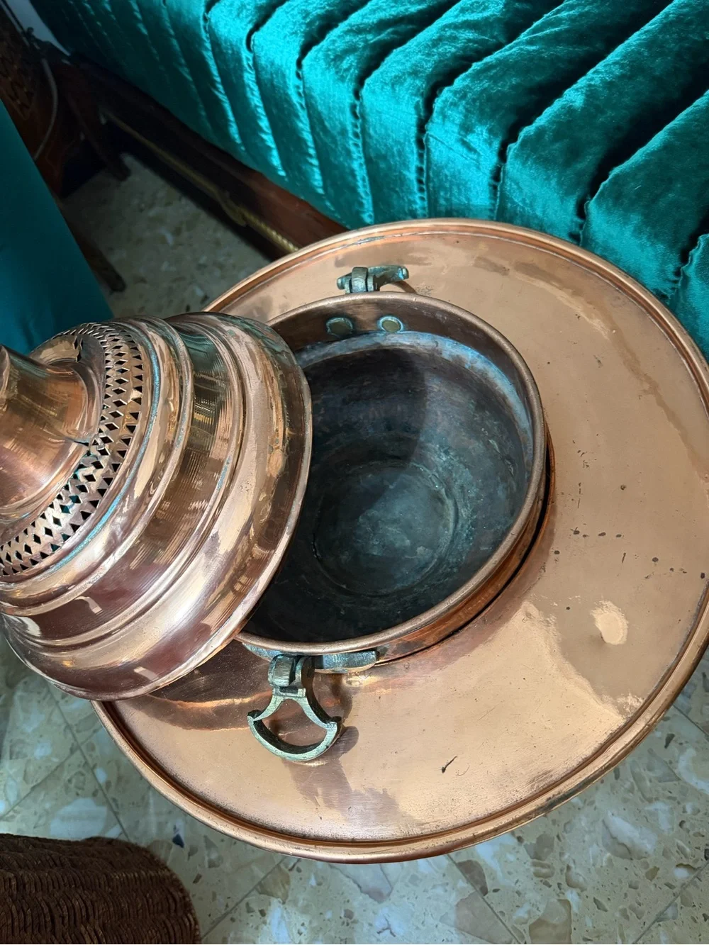 Vintage Ottoman Turkish Copper & Brass Brazier Mangal Fire Pit Floor Decor